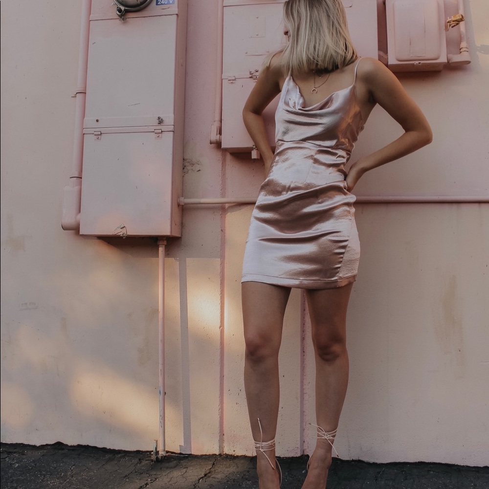 Pink silk mini dress